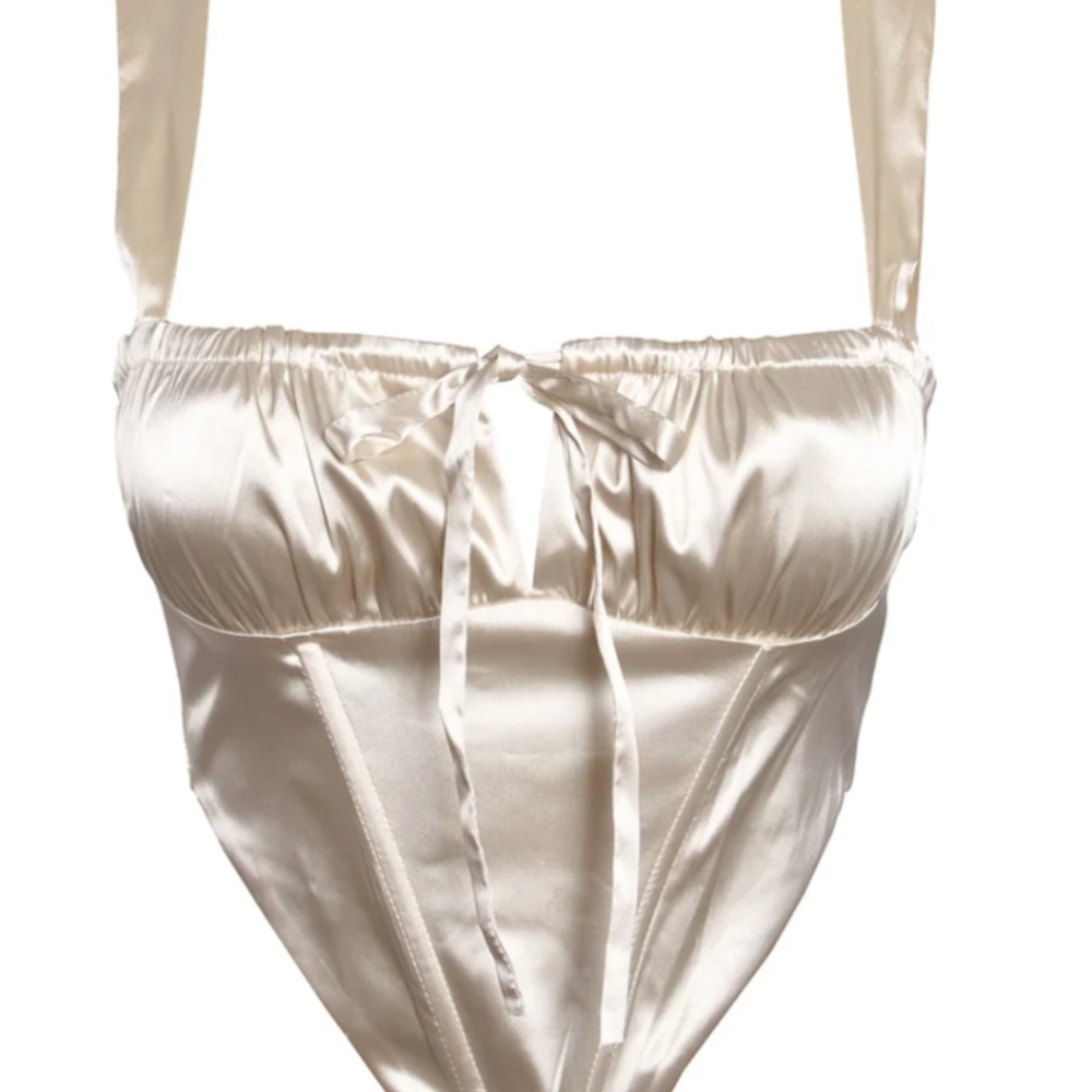 Satin Ivory Corset Top with Tie straps size S